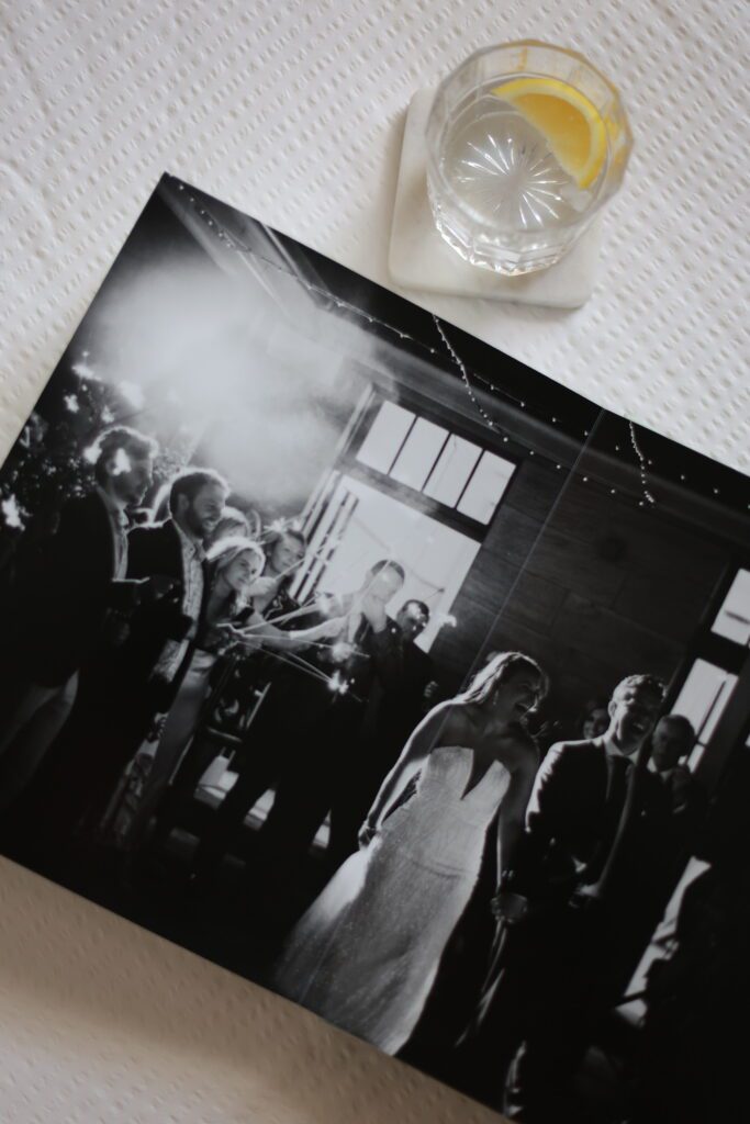 Black and White photo in a Fine Art Wedding Album